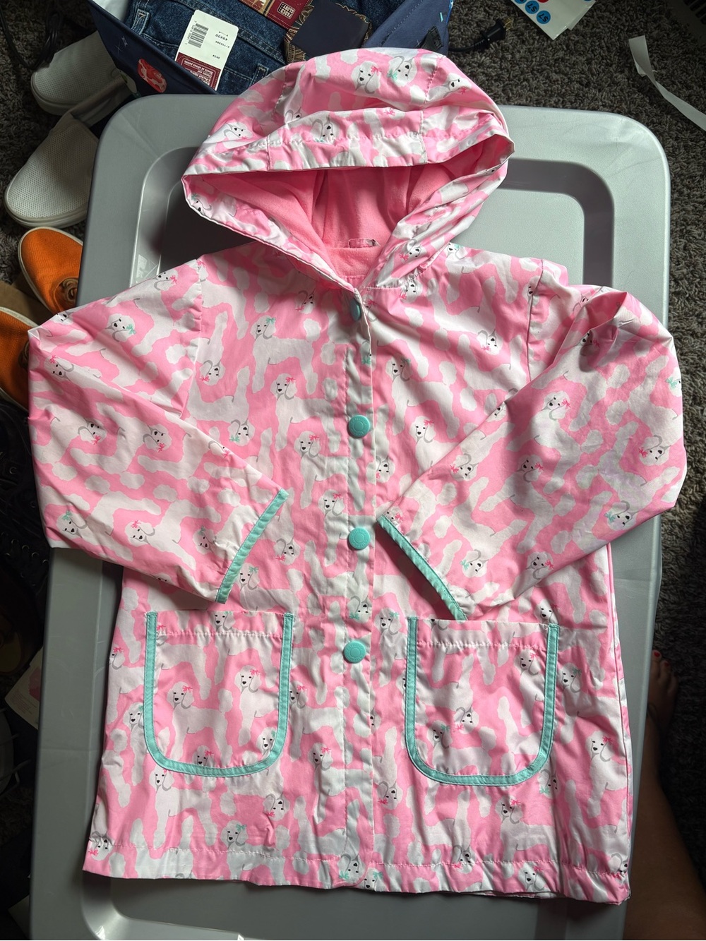 Carter's Pink Hooded Raincoat with Puppy Print